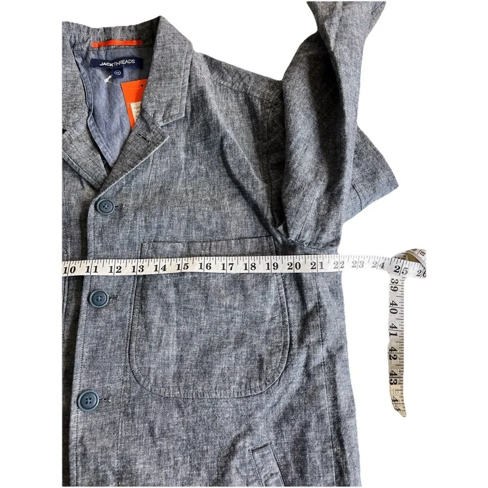 Jack Threads Sport Coat Mens 40R Gray Linen Cotton Blend Working Cuffs